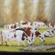 Huile sur bois encadrée et signée Henri Merlet, 124x63 cm