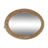 Oval mirror in gilded wood, antique, art deco 46x36cm