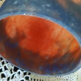 Tulipe Art déco en verre marmoréen orange et bleu violine