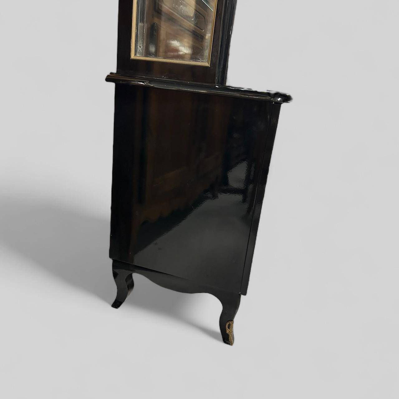 1950s black lacquered two-body display cabinet - bookcase