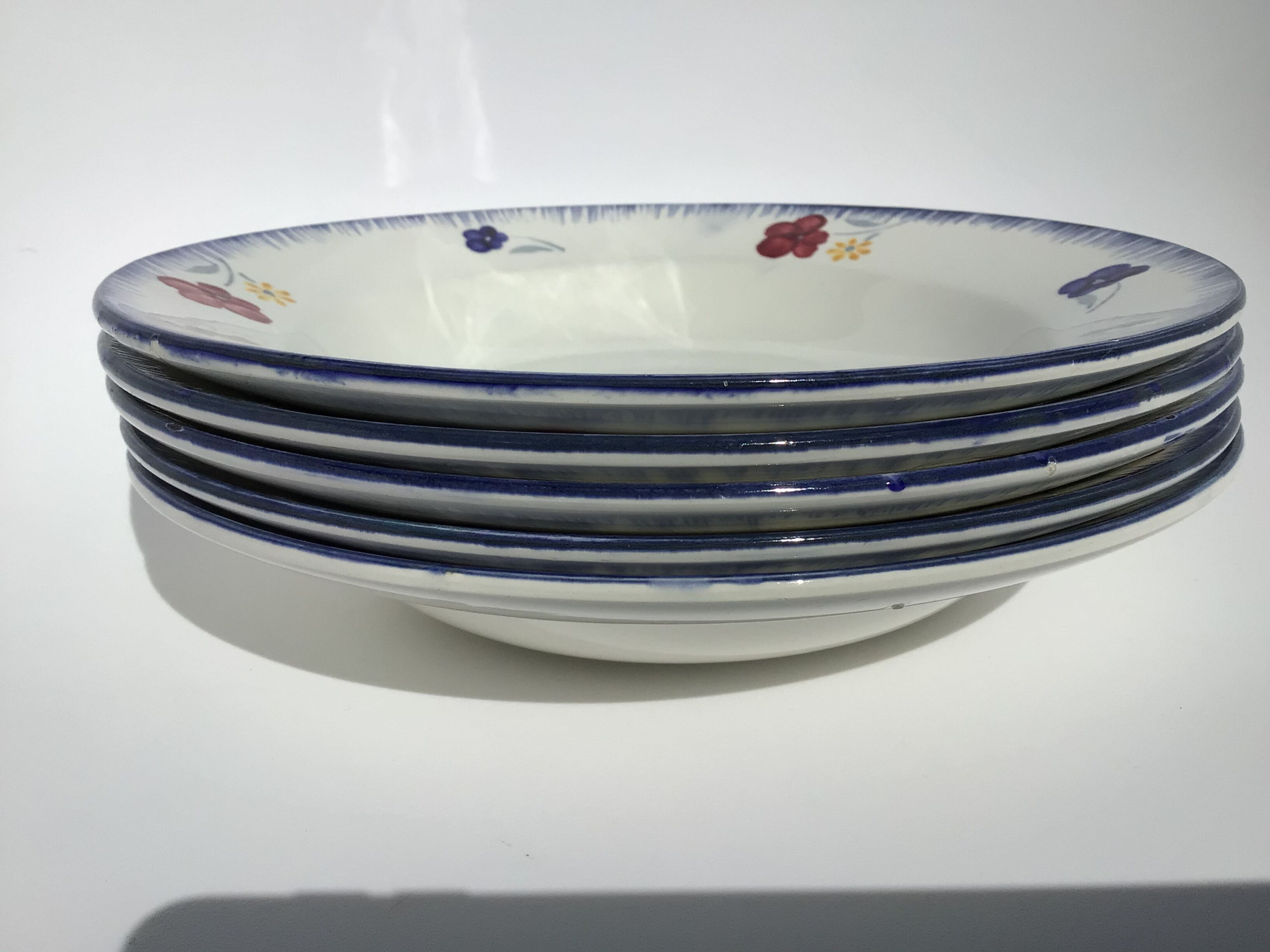 5 mary lou digoin blue edge hollow plates