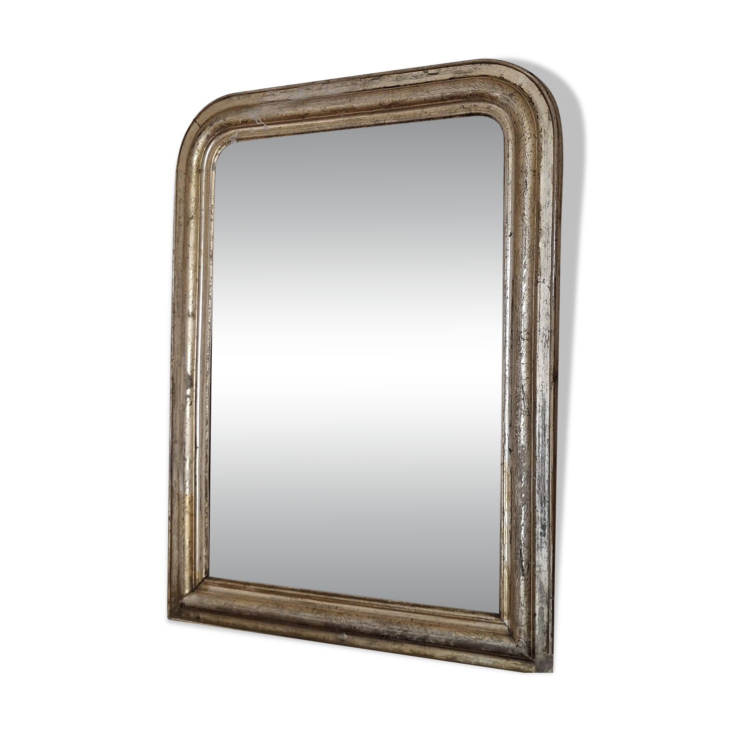 Antique Louis Philippe silvered mirror.