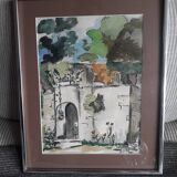 Old painting representing a landscape