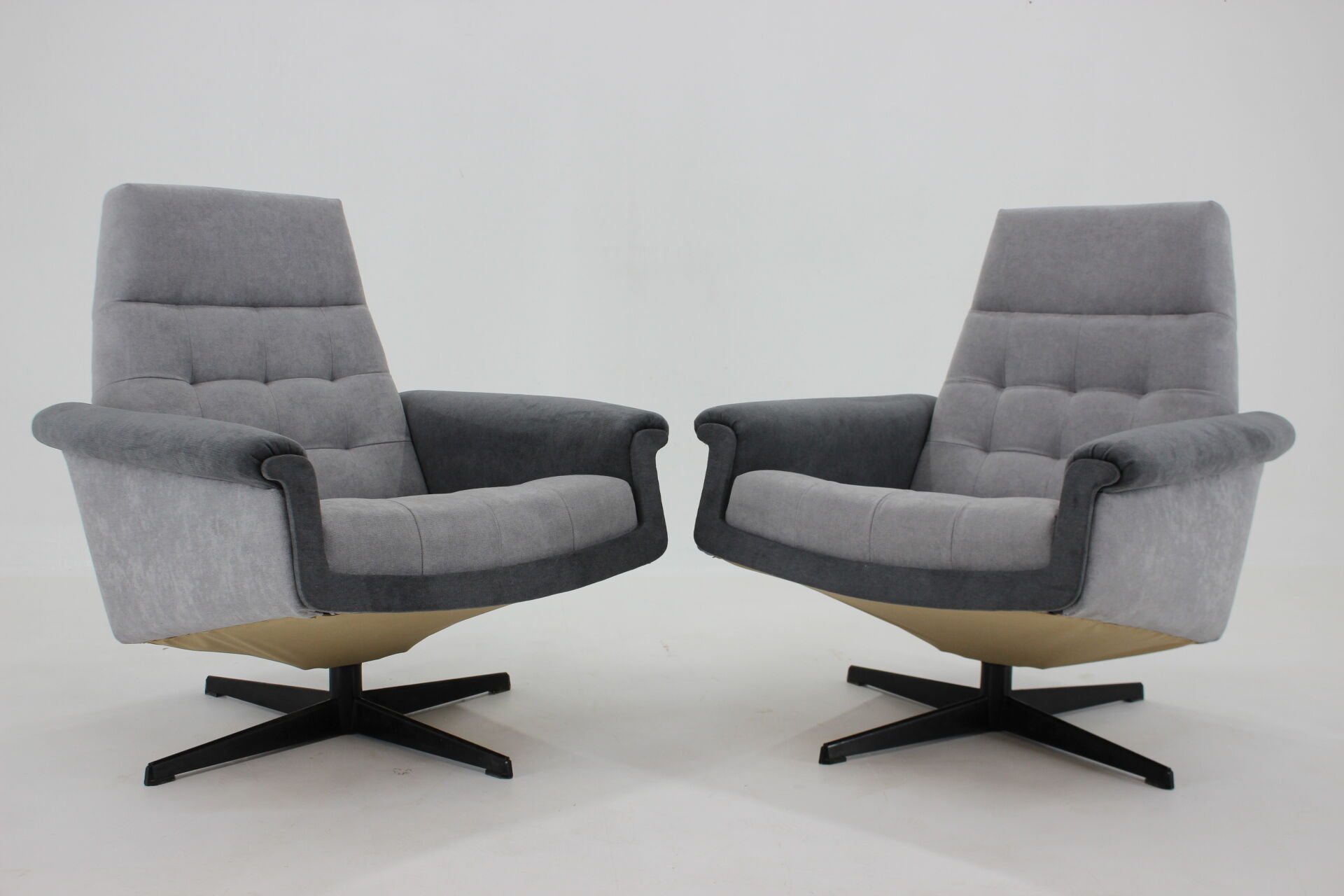 1970's Pair of Vintage Swivel Armchairs, Czechoslovakia