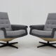 1970's Pair of Vintage Swivel Armchairs, Czechoslovakia