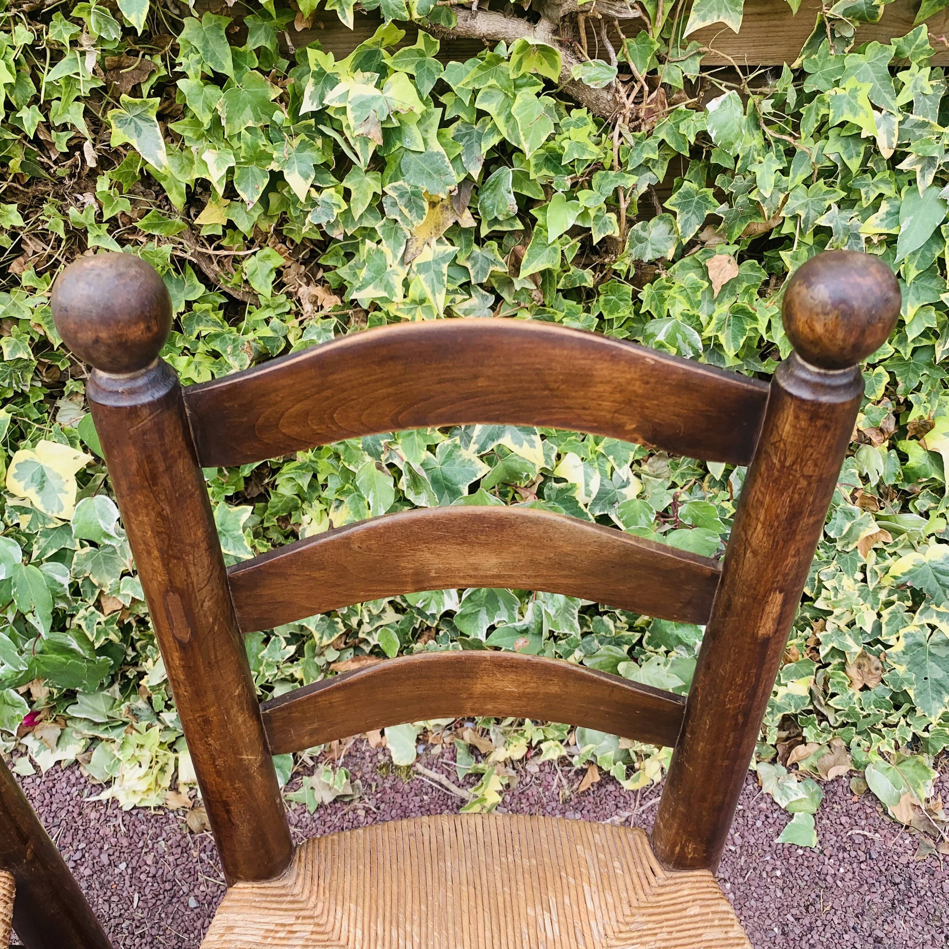 Paire de chaises bois et paillage