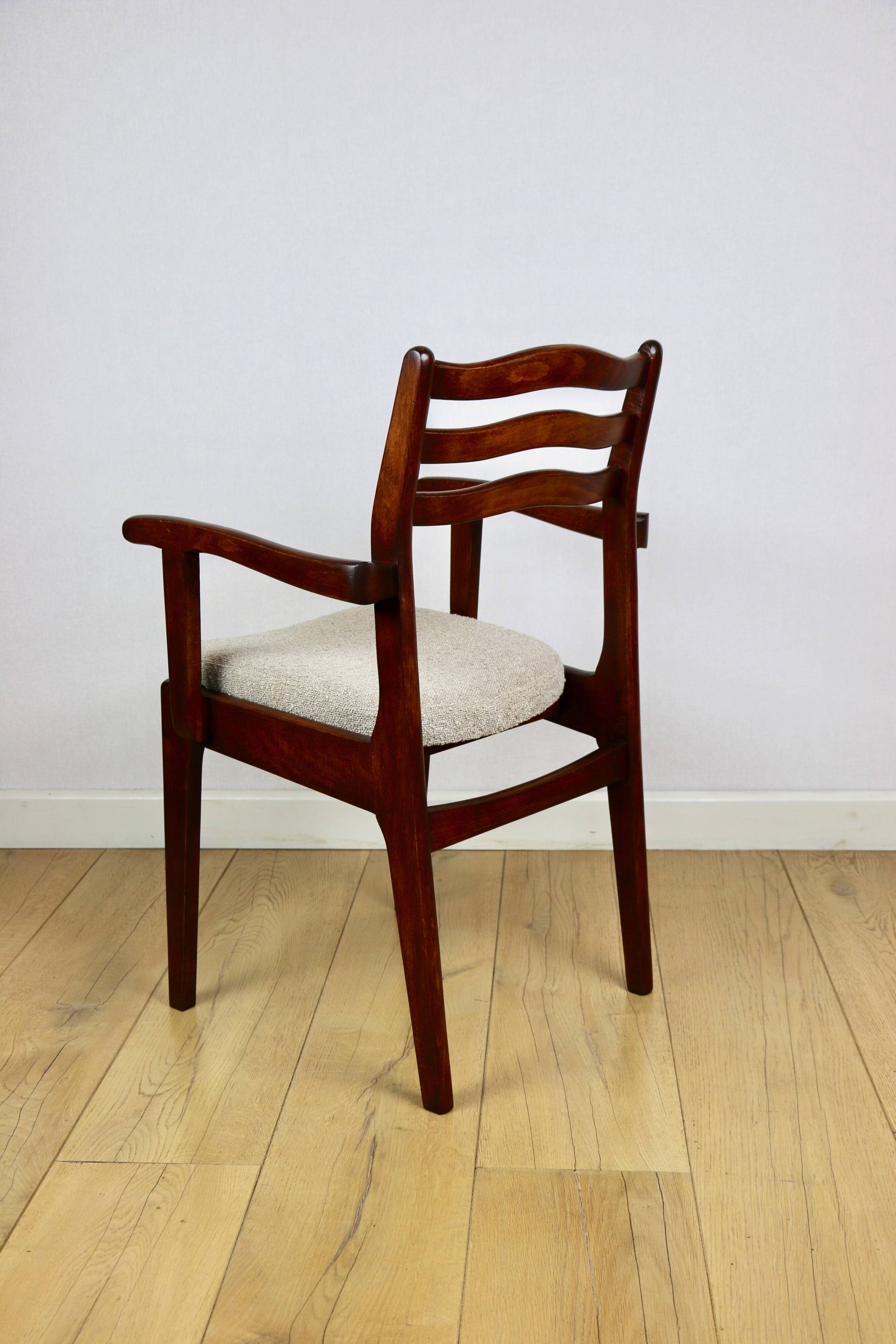 Office chairs vintage beige boucle - set of 3