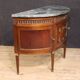 French Louis XVI style half-moon commode with marble top