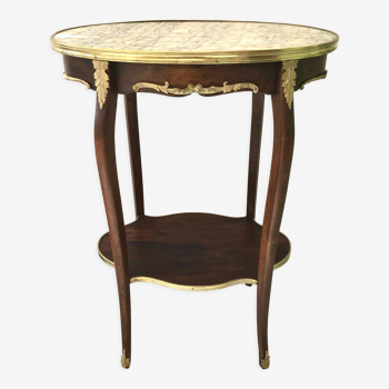 Guéridon style Louis XVI bois marbre laiton