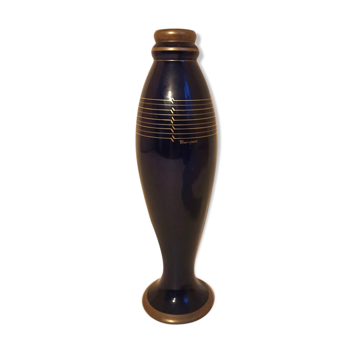 Soliflore Pinon Heuzé blue and gold Height 42 cm