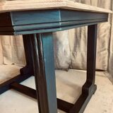 Art Deco dining table with raw wood top