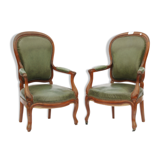 Pair of Louis Philippe style convertible armchairs