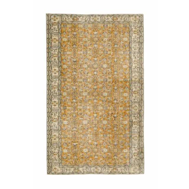 Vintage Turkish Oushak handmade wool cotton orange rug 161x267