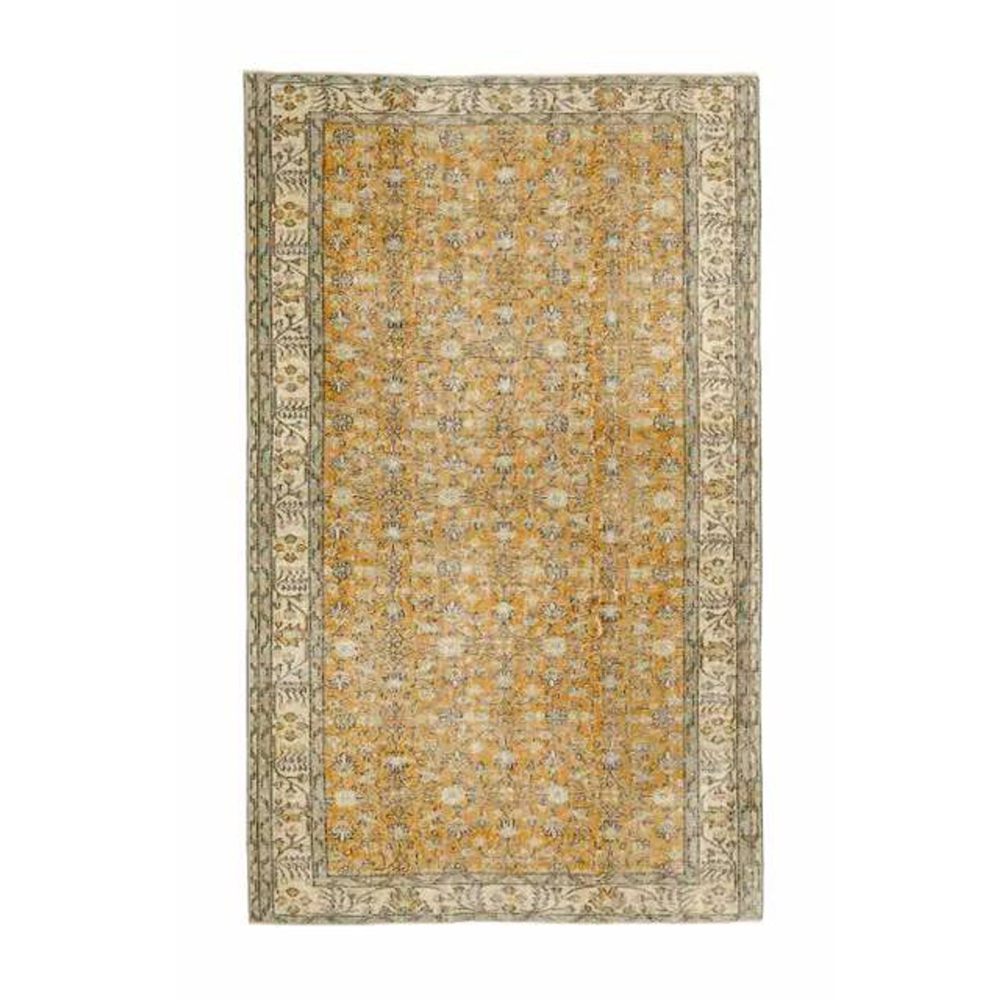 Vintage Turkish Oushak handmade wool cotton orange rug 161x267