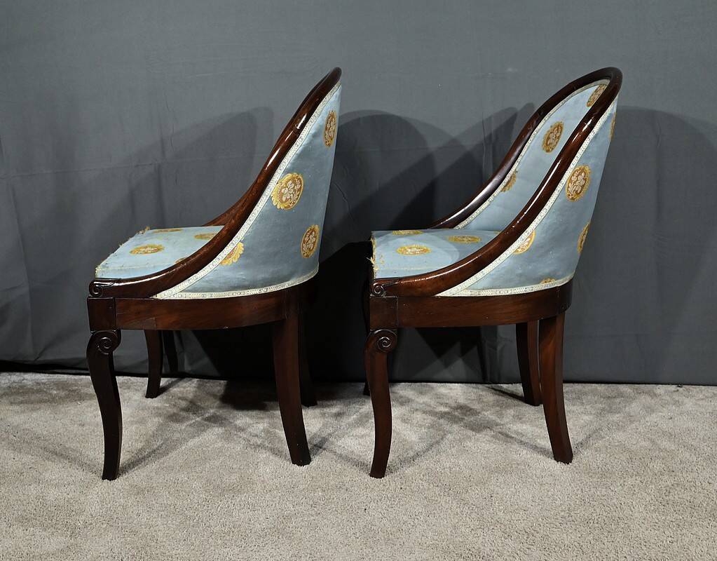 Pair of Mahogany Gondola Chairs, Restoration period – Part 1 of the 19th century