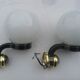 Pair of chromed and opaline metal wall lights