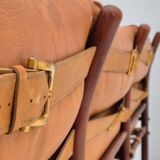 1960s, Scandinavian design by Arne Norell, sofa, model "Kontiki", original condition, leather, beech.