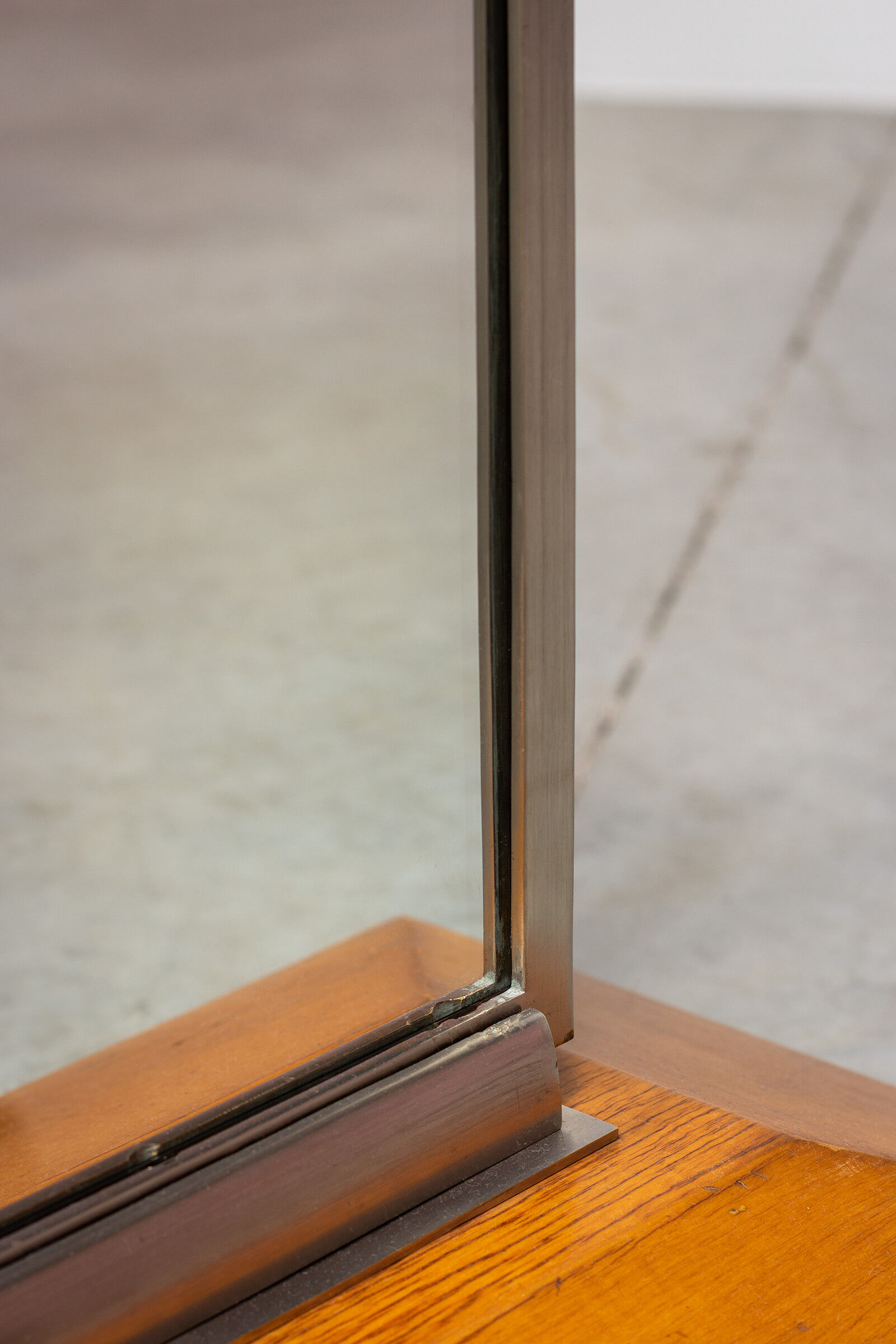 Art deco rectangular mirror in walnut wood 1930 176x80cm