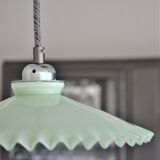 Vintage suspension in opaline scalloped mint color with water