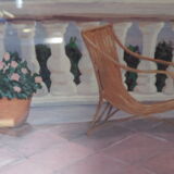 Pastel painting terrace by the sea