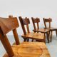 Vintage brutalist wooden dining set chairs & table 1970
