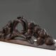 Oak pediment with hand-carved oak leaves around a wreath, France ca. 1850