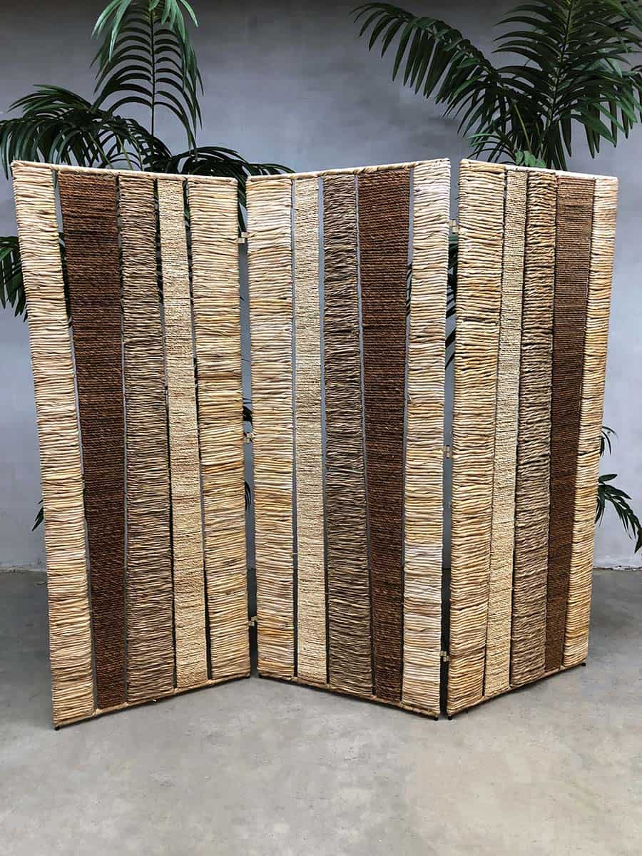 Vintage rope rattan room divider 'Nature'