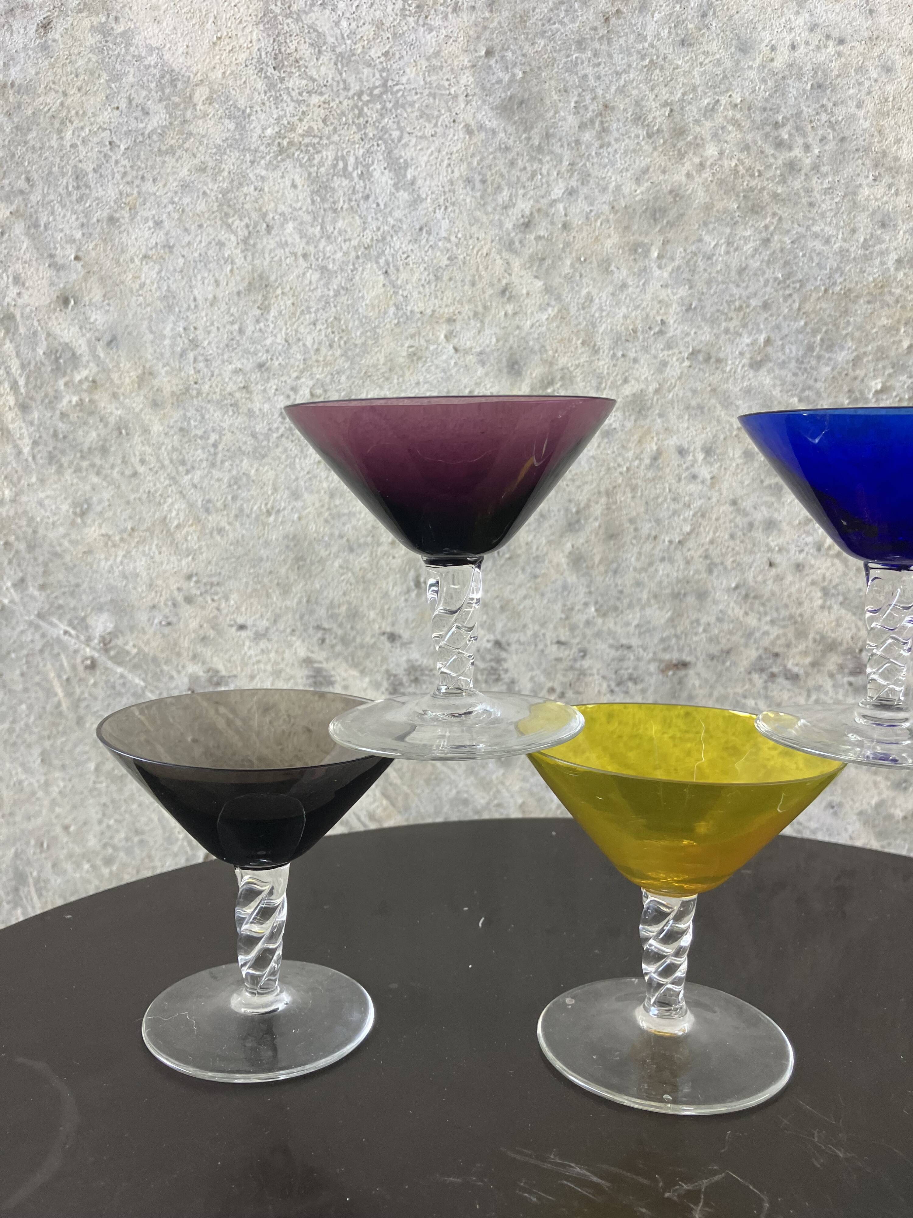 vintage 1970s martini glass set