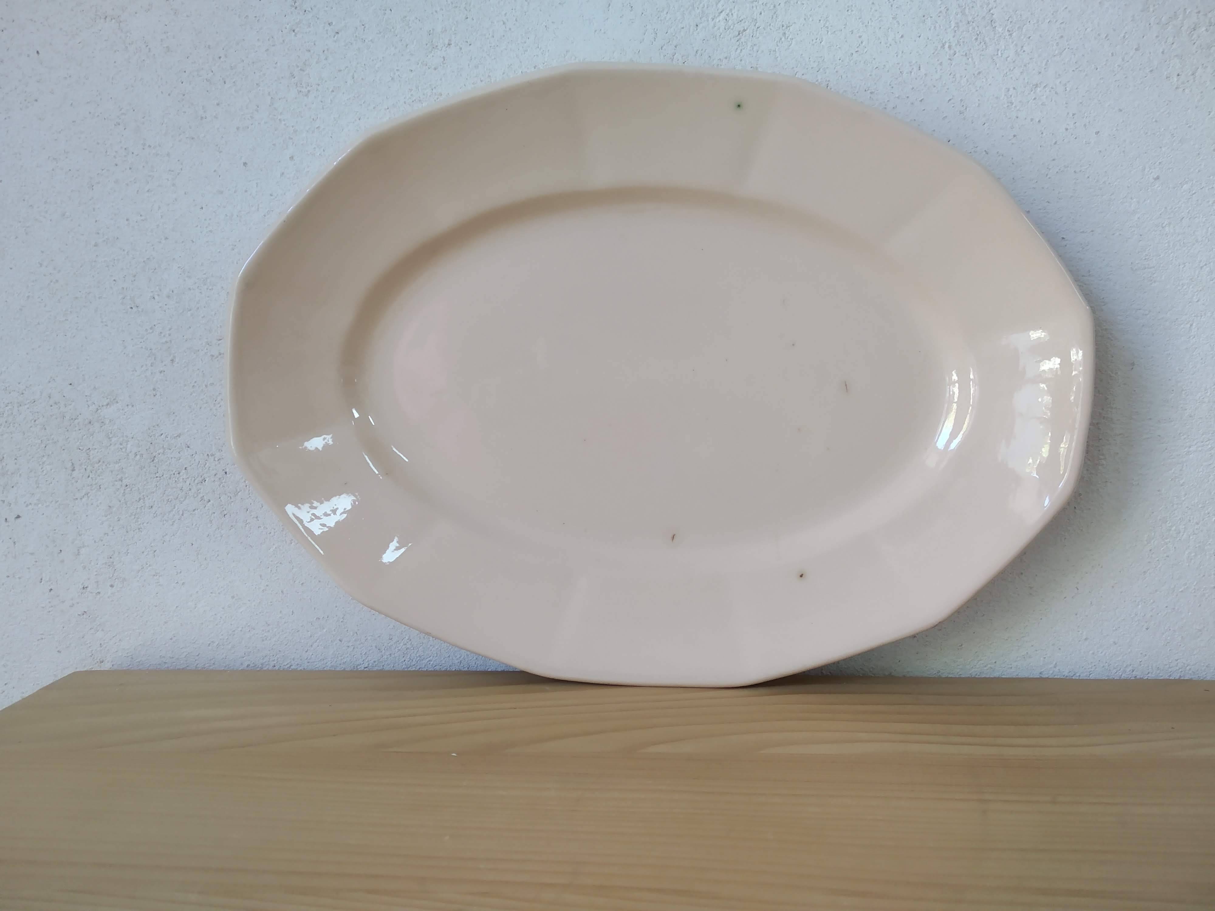 Oval dish Digoin Sarreguemines powder pink