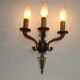 Set of 3 Bronze French Empire Style Triple Light Wall Sconces Neoclassical