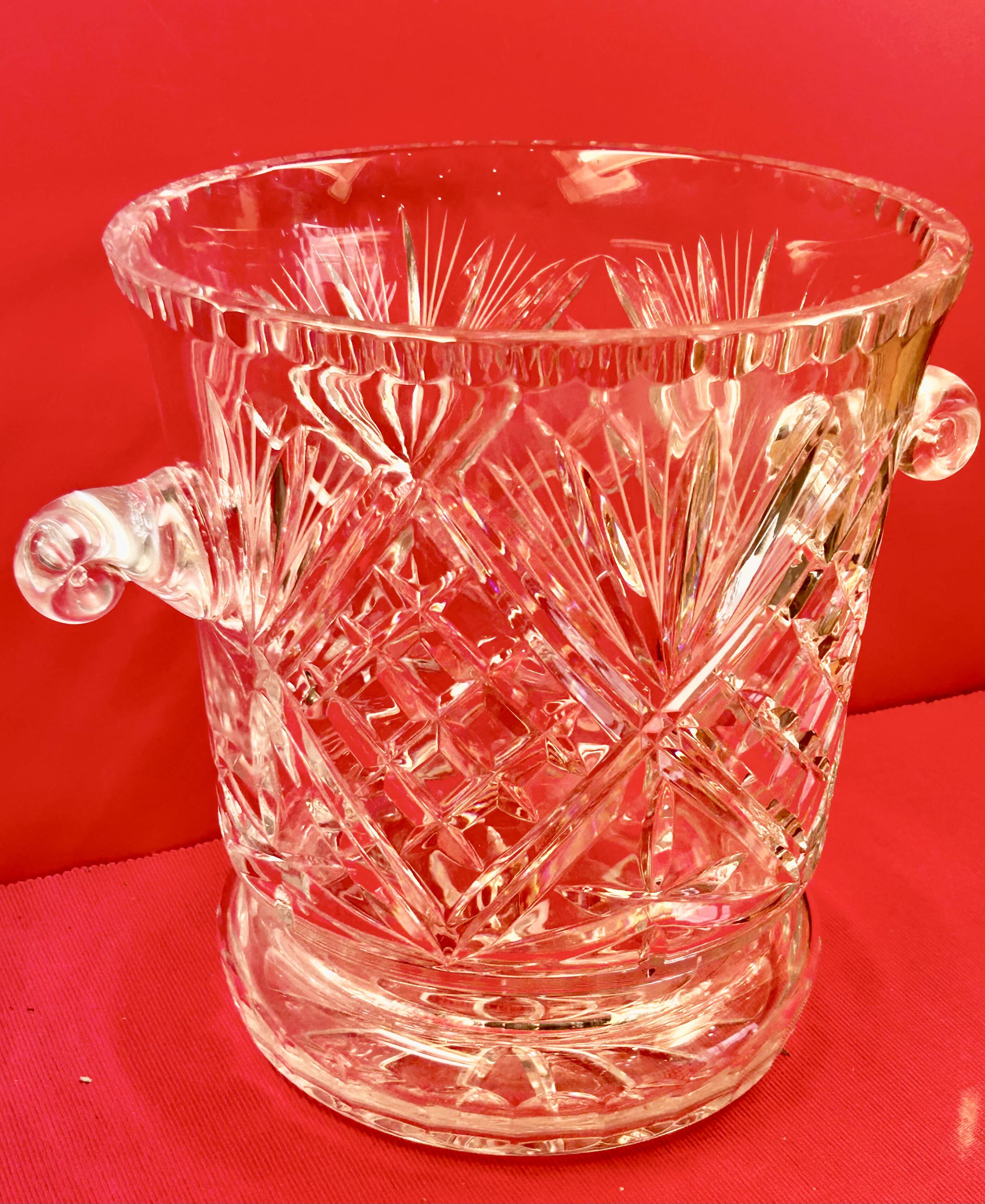 Ice Bucket, Champagne, Wine, 70s Vintage Cut Crystal 26 cm