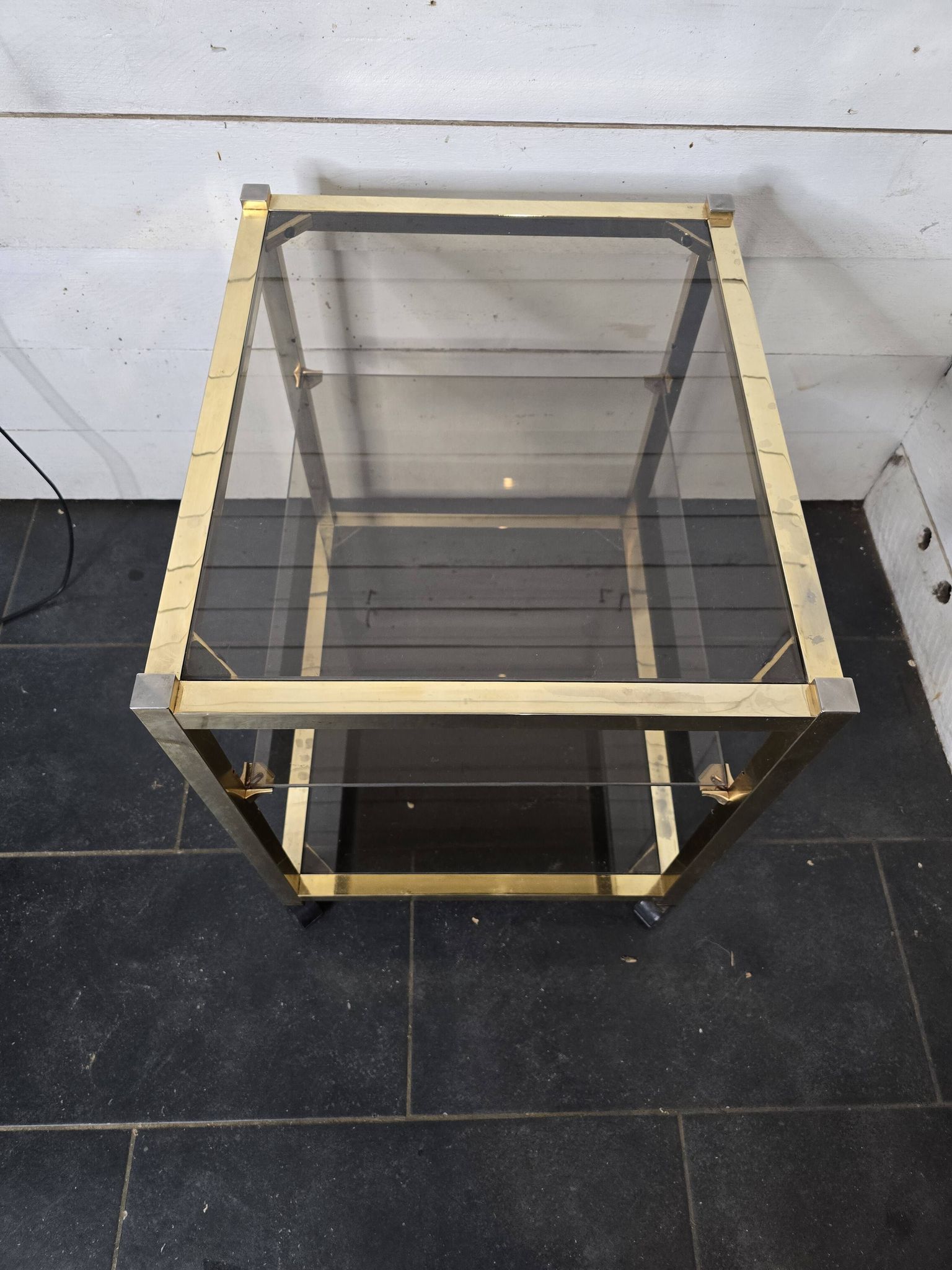 Brass and smoked glass side table from the 70s