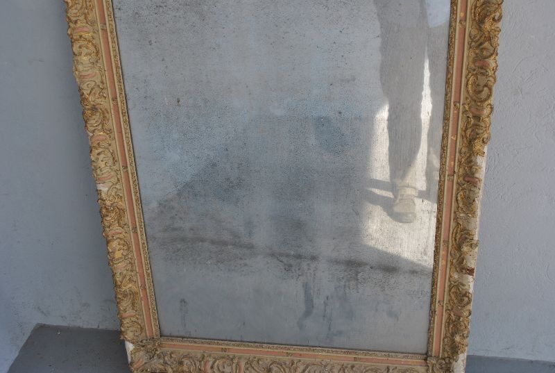 Mirror in gold stucco and glass mercury 91x126cm