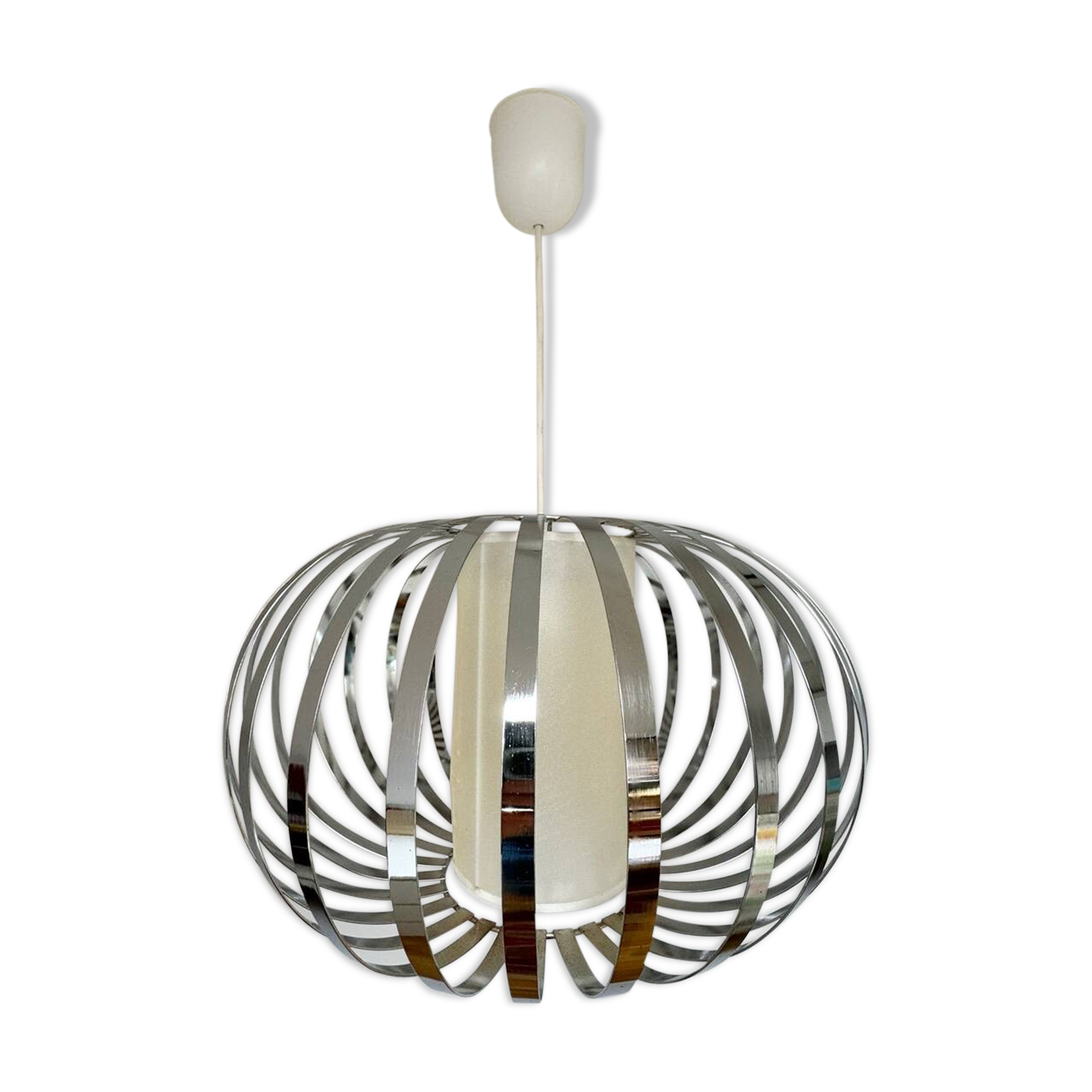 Vintage chandelier pendant in chrome stainless steel