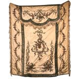 Bedspread converted into silk door with rich decorations embroidered in cinnamon, nineteenth