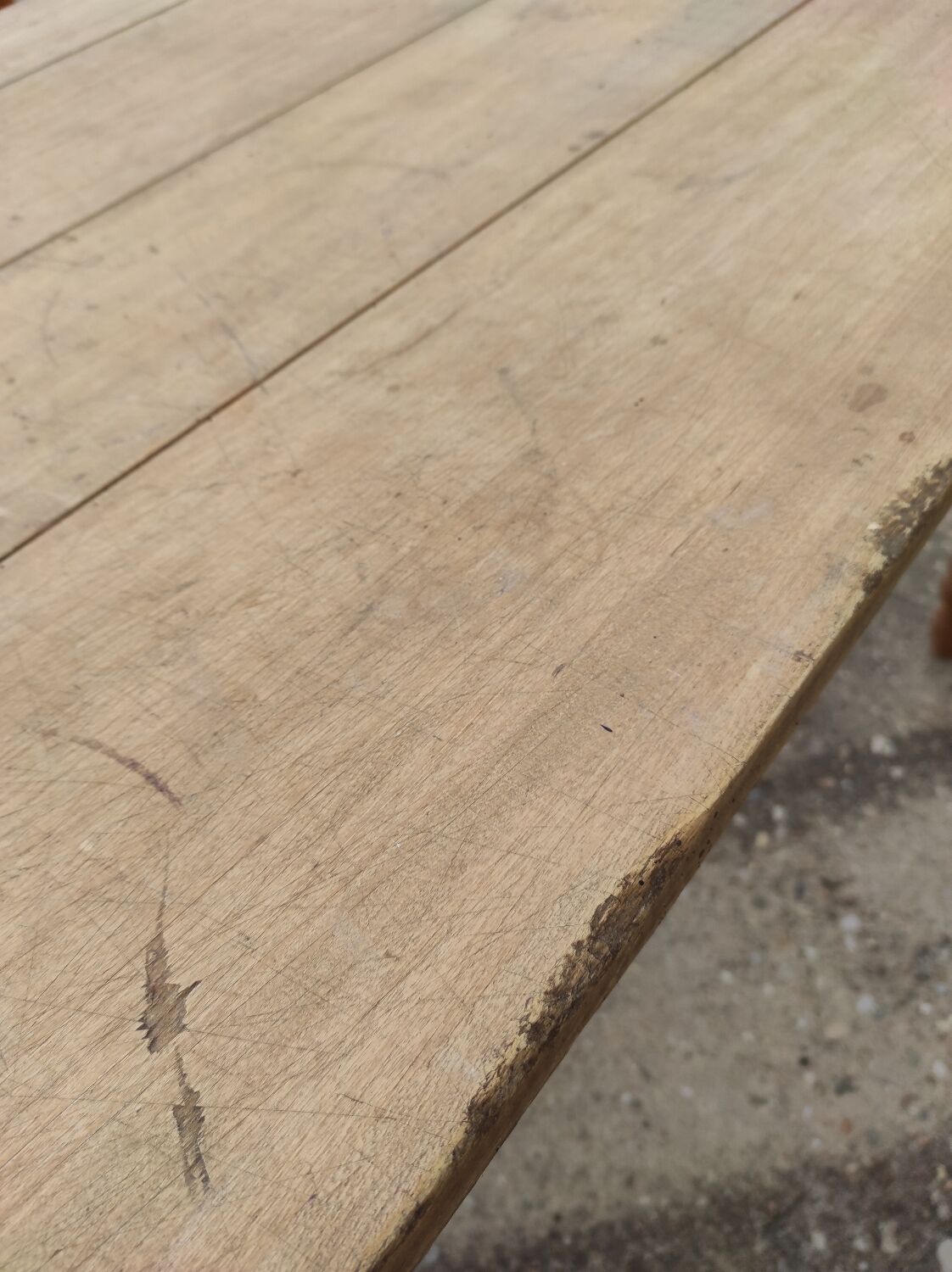 Farmhouse table turned foot and light wood 250cm