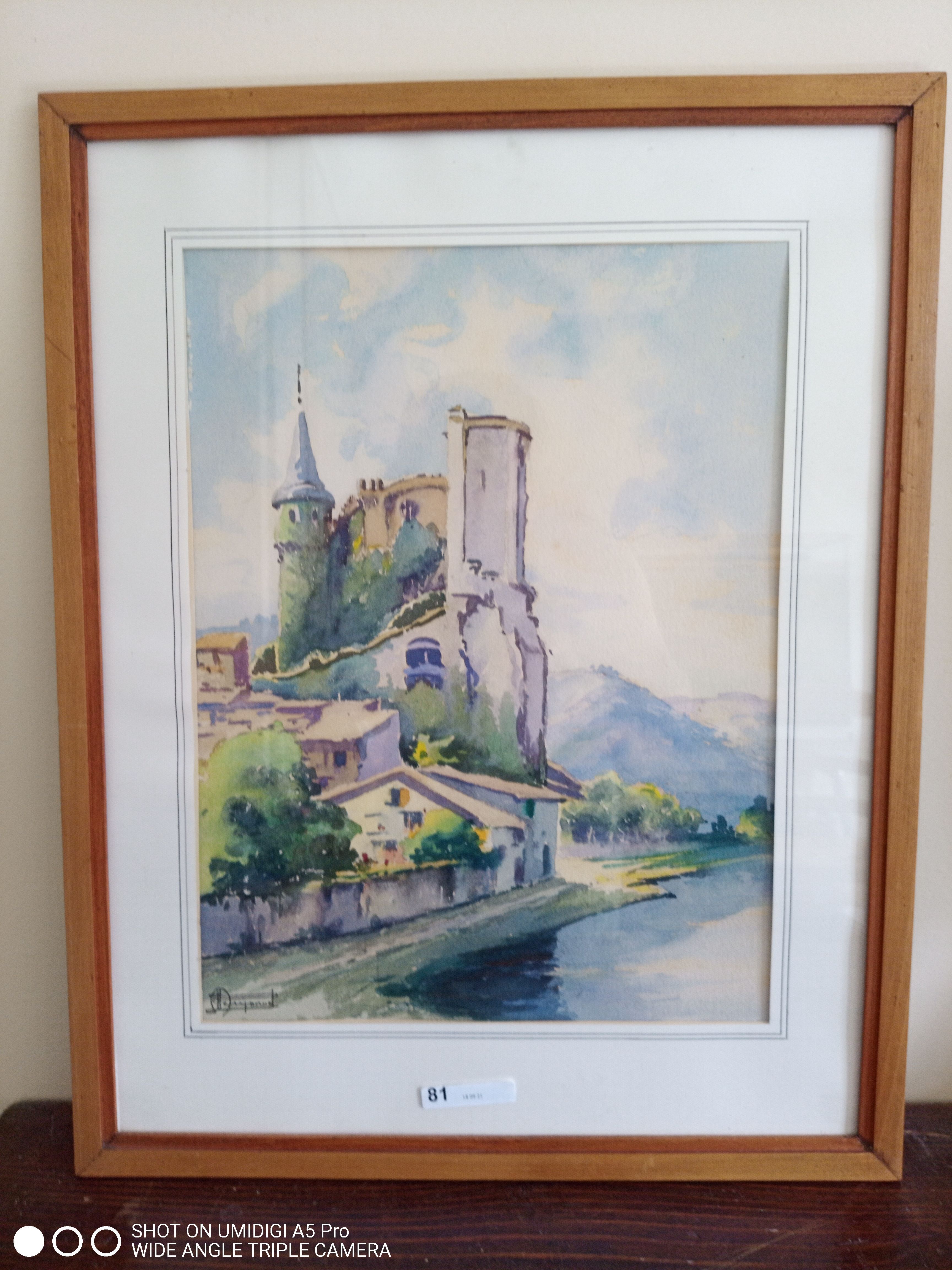 Watercolor signed, artist label on the back Valence, André Raynaud
