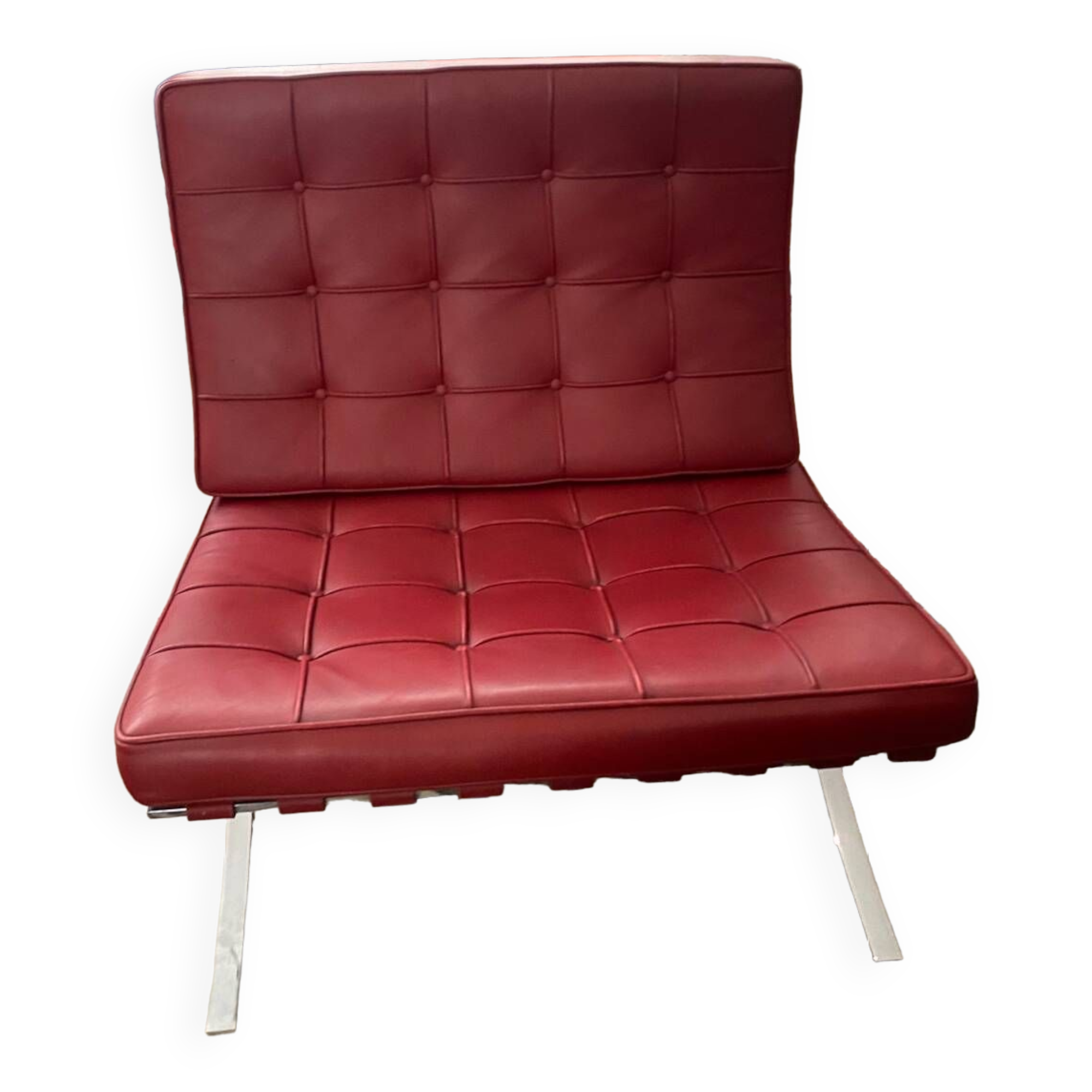 Barcelona red leather chair Knoll edition