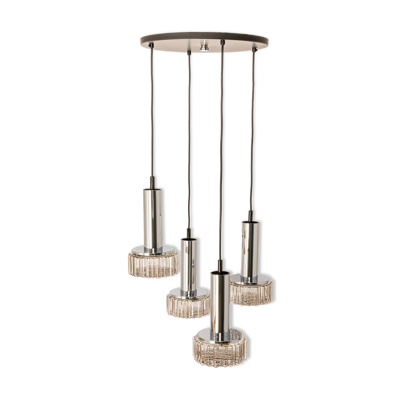 Grand lustre cascade en verre design pour Staff Leuchten, Allemagne, années 1970