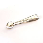 WMF vintage sugar tongs in silver-plated metal with crossed ribbon decoration.