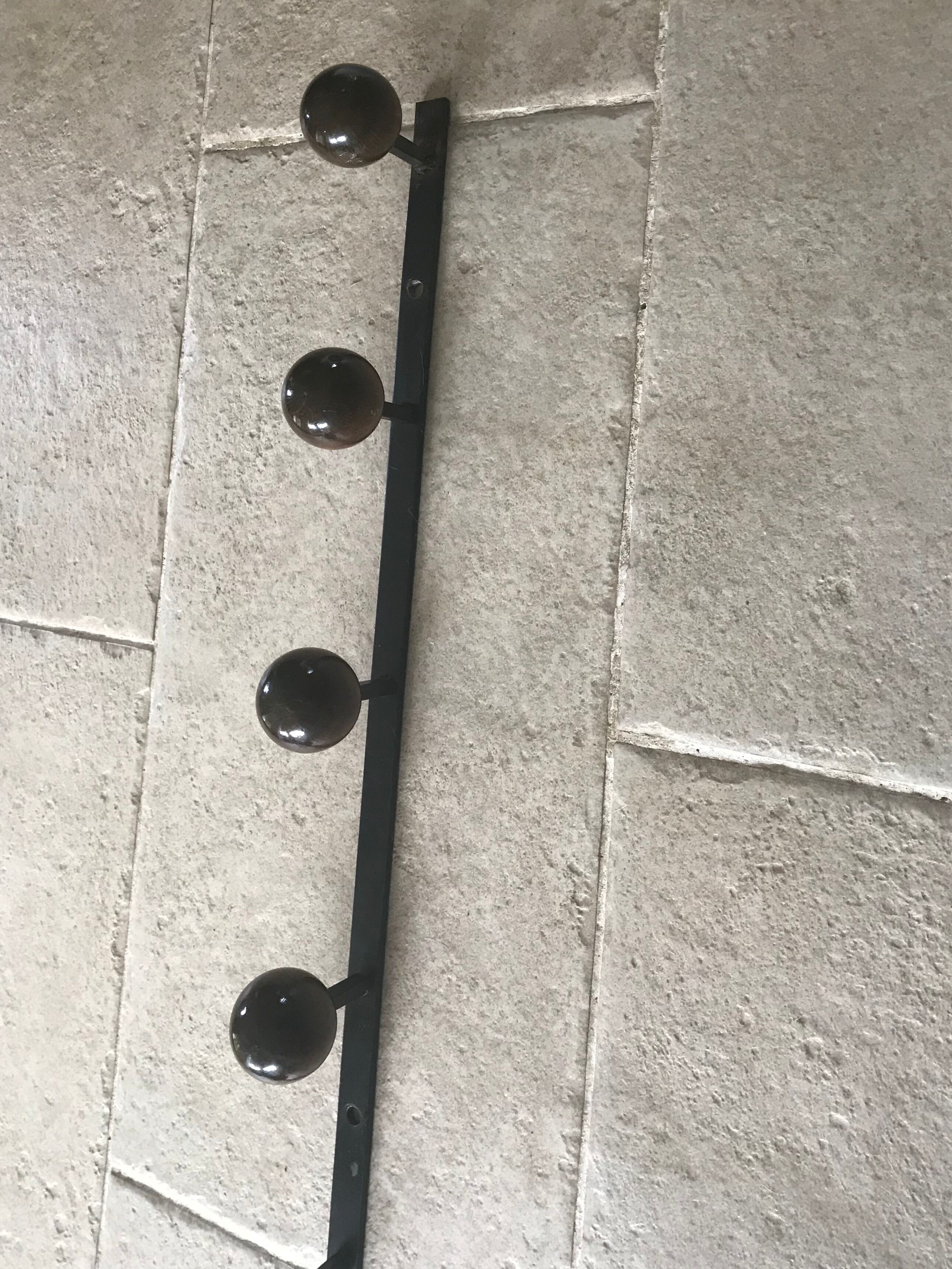 Vintage wood and metal coatrack