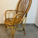 Set of 4 rattan armchairs from the 60s Italian