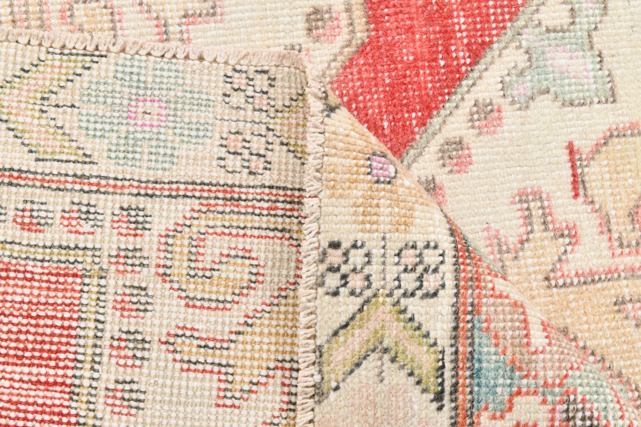 4x7 Red & Cream Antique Vintage Rug, 129x216Cm SK 22247