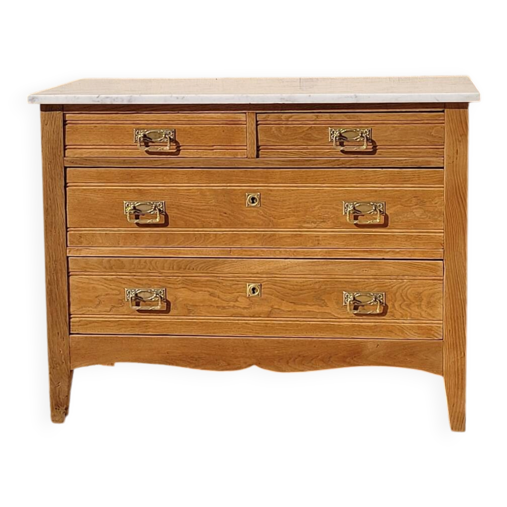 Commode ancienne en chêne avec marbre- rénovée