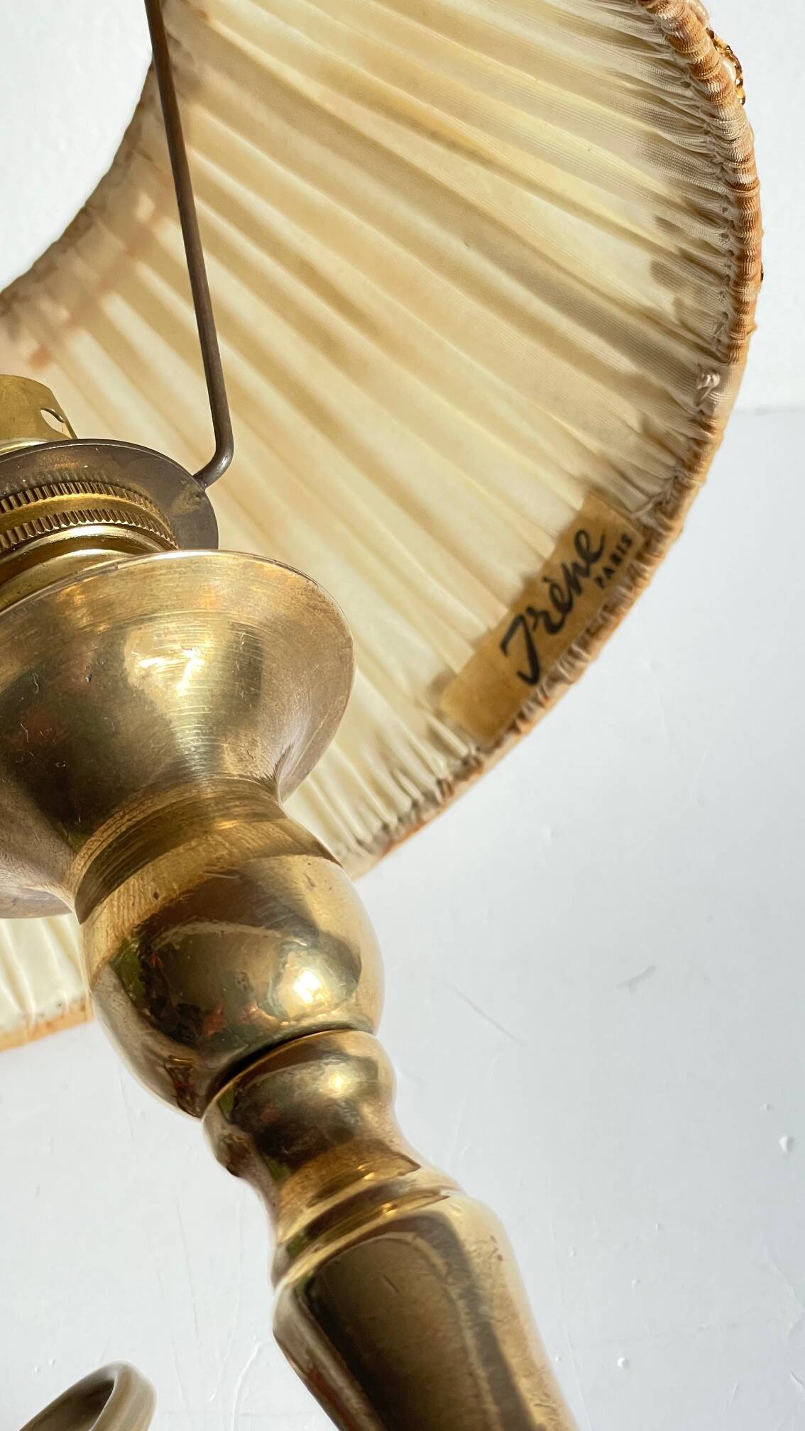Solid brass lamp and antique lampshade