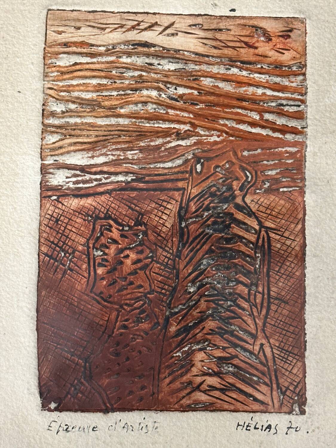 Serge Helias (1923-2007), relief engraving - artist's proof signed 1970