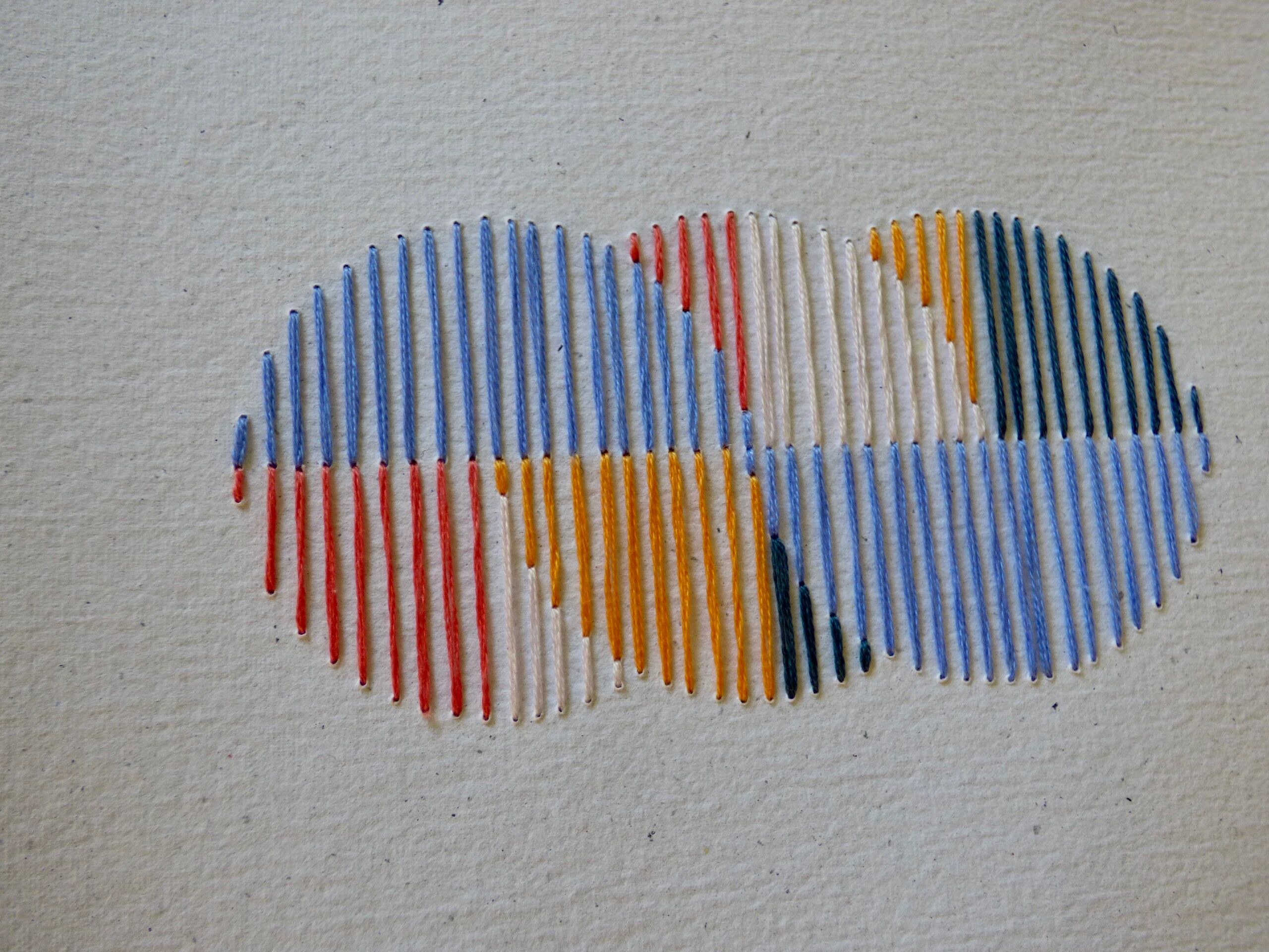 Embroidery on rag paper