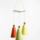 Beautiful large original mid-century 3-arm colorful bag ceiling lamp