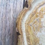 Florentine tray in painted and gilded wood