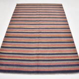 5x7 Faded Blue & Red Vintage Kilim Rug, Antique Home Decor 147x217Cm